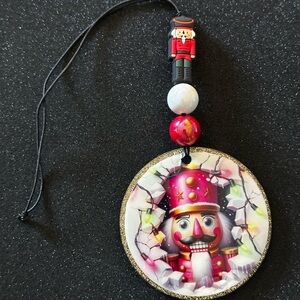 Nutcracker Rear Mirror car Ornament with Beads. Handmade